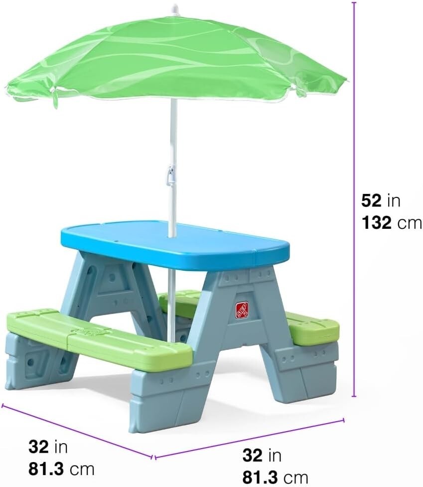 Durable Toddler Picnic Table with Sun-Blocking Umbrella - Spacious & Easy Clean