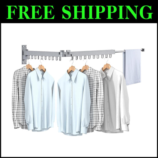 Retractable Laundry Drying Rack - Space-Saving 330 lbs Capacity, Aluminum Frame