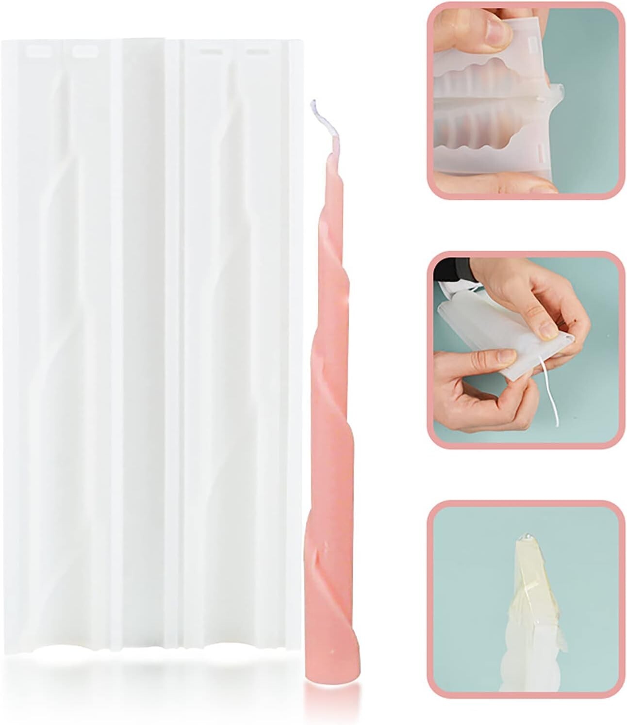 Food-Grade Silicone Candle Molds - 8 Unique Spiral Designs for Creative Gifts