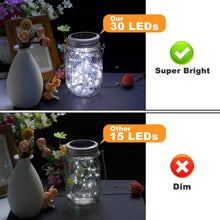 Load image into Gallery viewer, 30 LED Solar Mason Jar Lights - Waterproof Hanging Lanterns for Outdoor Decor