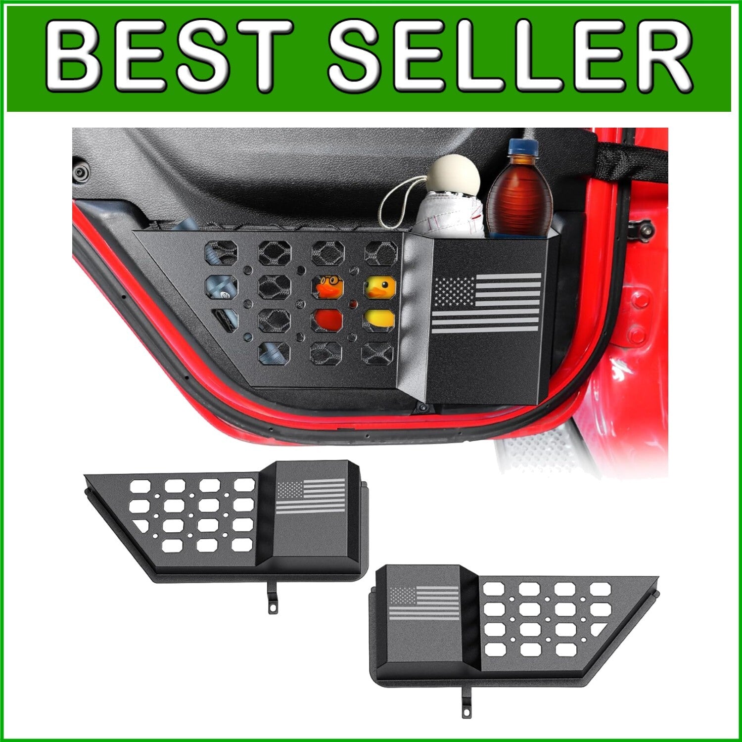 2-Pack Molle Panel Rear Door Storage Organizer for 2018-2025 Jeep Wrangler & JT