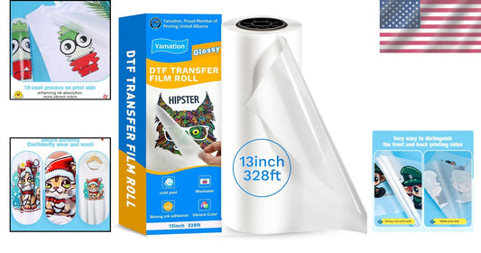 Pro-Grade DTF Transfer Film Roll: 13 x 328 Inches for Quality T-Shirt Designs
