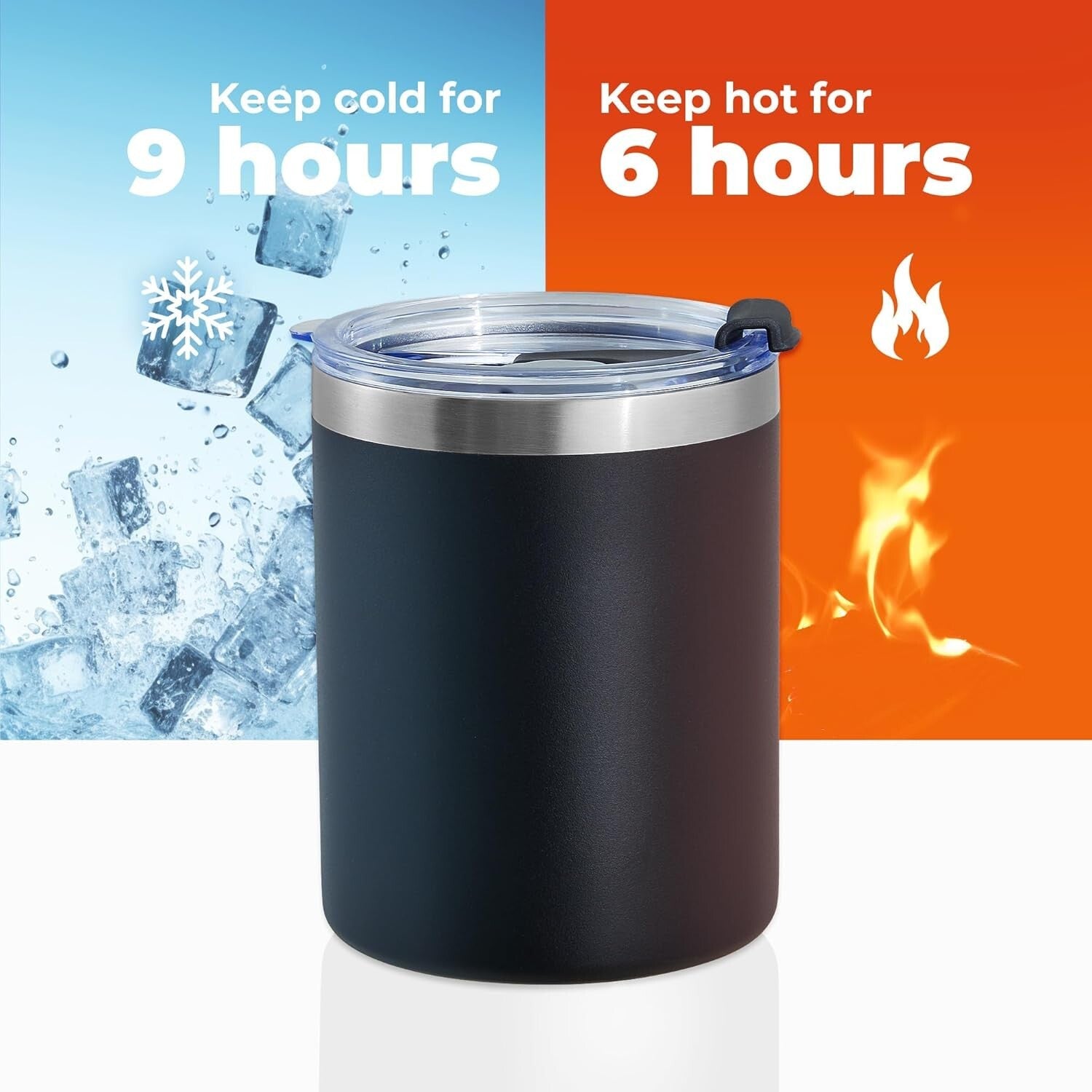 12oz Insulated Stainless Steel Coffee Mugs - 8 Pack, Double Wall & Stylish Black