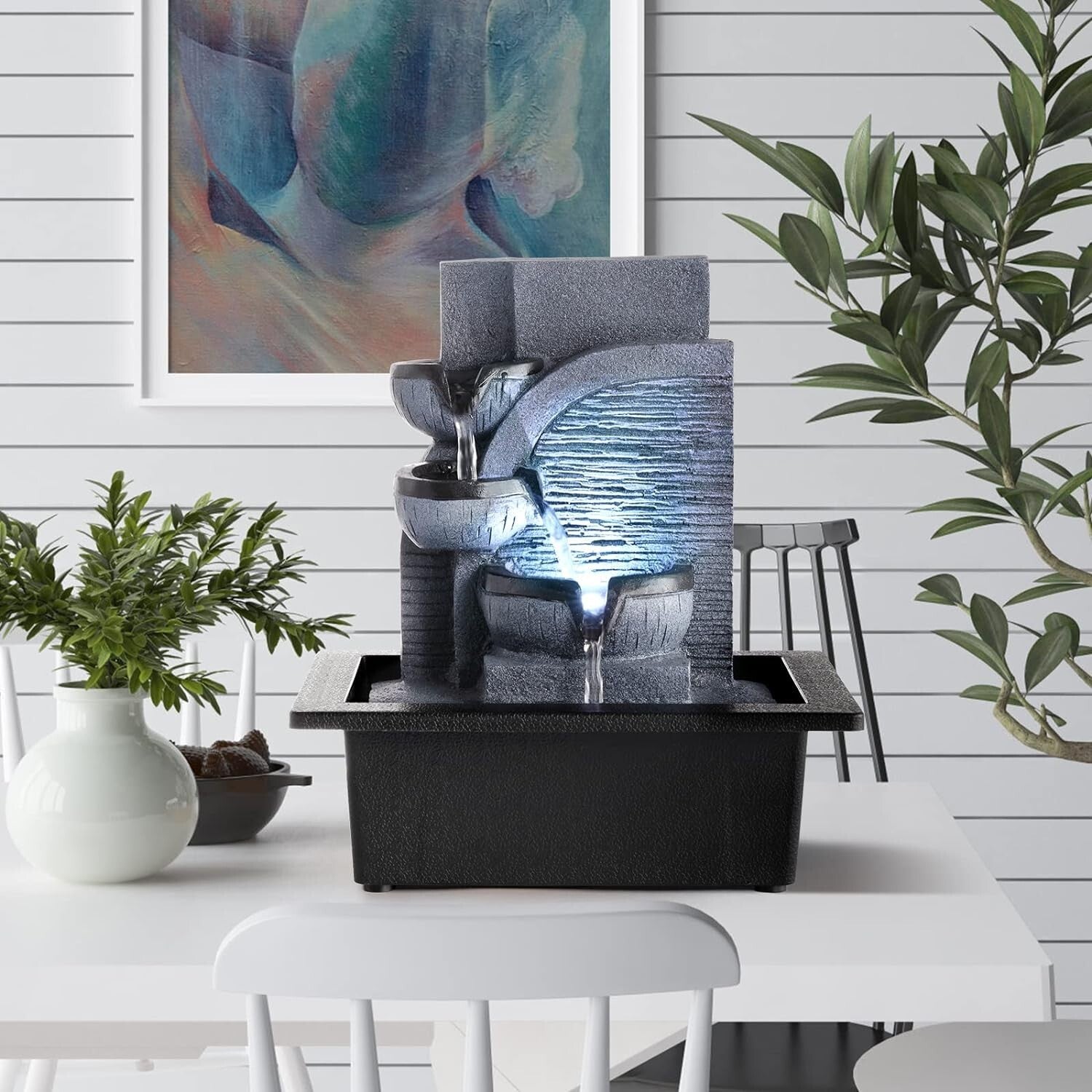 Elegant Indoor Water Feature - Tiered Tabletop Fountain for Stress Relief