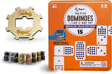 Load image into Gallery viewer, Ideal Gift: Mexican Train Double 15 Dominoes Set with Metal Trains - 2-8 Players