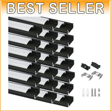 Load image into Gallery viewer, 20-Pack Customizable 3.3Ft Black LED Aluminum Channels for Easy Installation