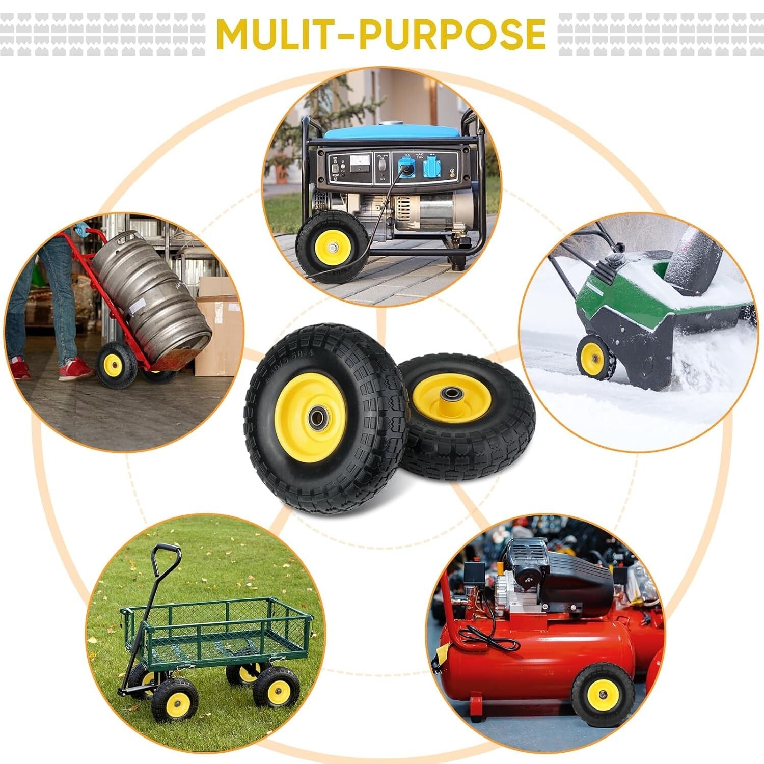 Tough 2 Pack 13" Flat Free Tires – Ideal for All Terrain Use & Smooth Transport