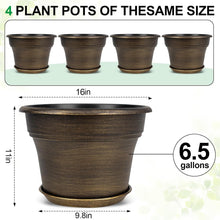 Load image into Gallery viewer, Stylish Resin Plant Pots 16-Inch with Drainage Holes - Dark Gold, Set of 4