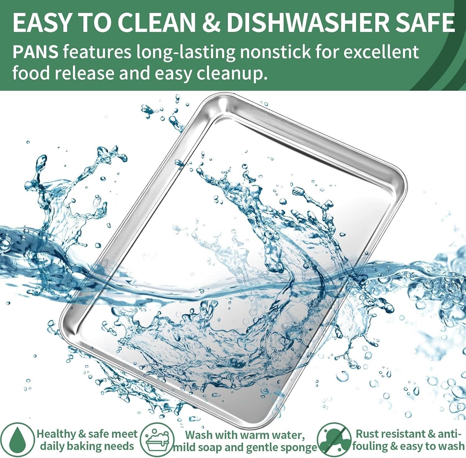 Easy-Clean Stainless Steel Baking Sheets Set of 2 - 23.54x15.67" for All Recipes