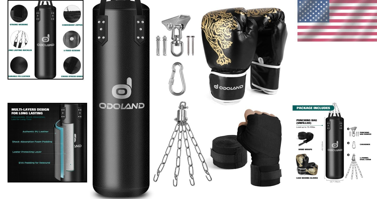 4FT Heavy Boxing Bag Set with Gloves & Chains - Ultimate MMA Training Kit