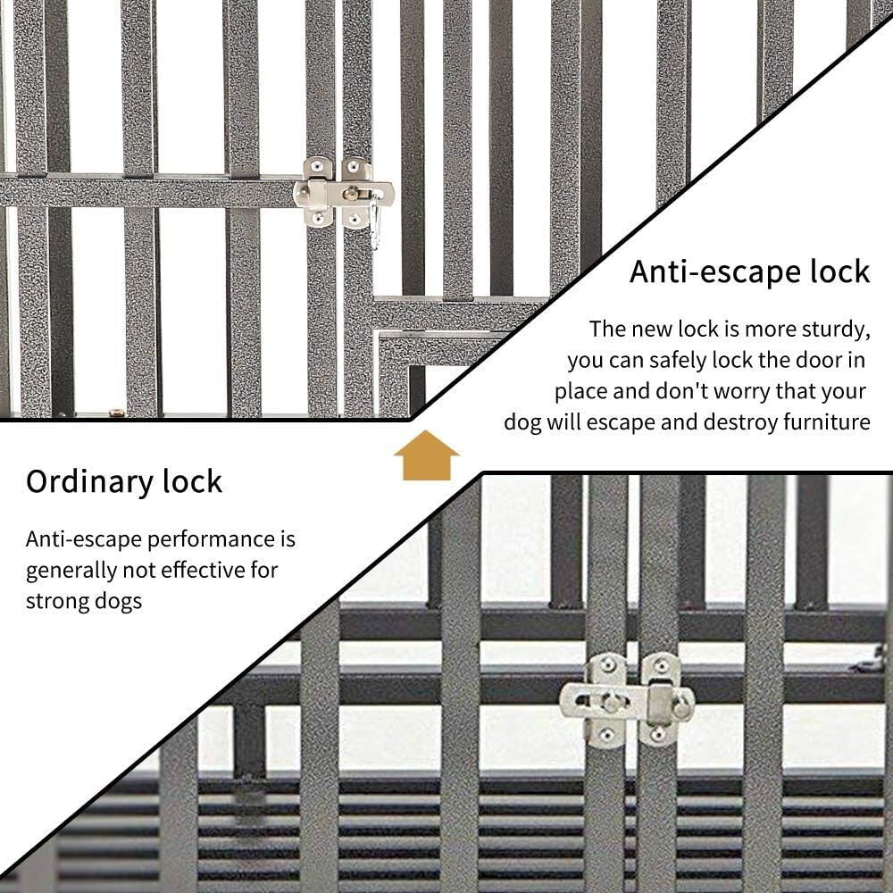 42" Heavy-Duty Dog Crate with Lockable Wheels for Large Breeds - Easy Clean
