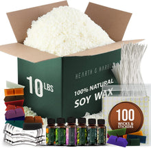 Load image into Gallery viewer, 10 lb Natural Soy Wax Kit with Wicks, Stickers, &amp; Fragrance for Beginners
