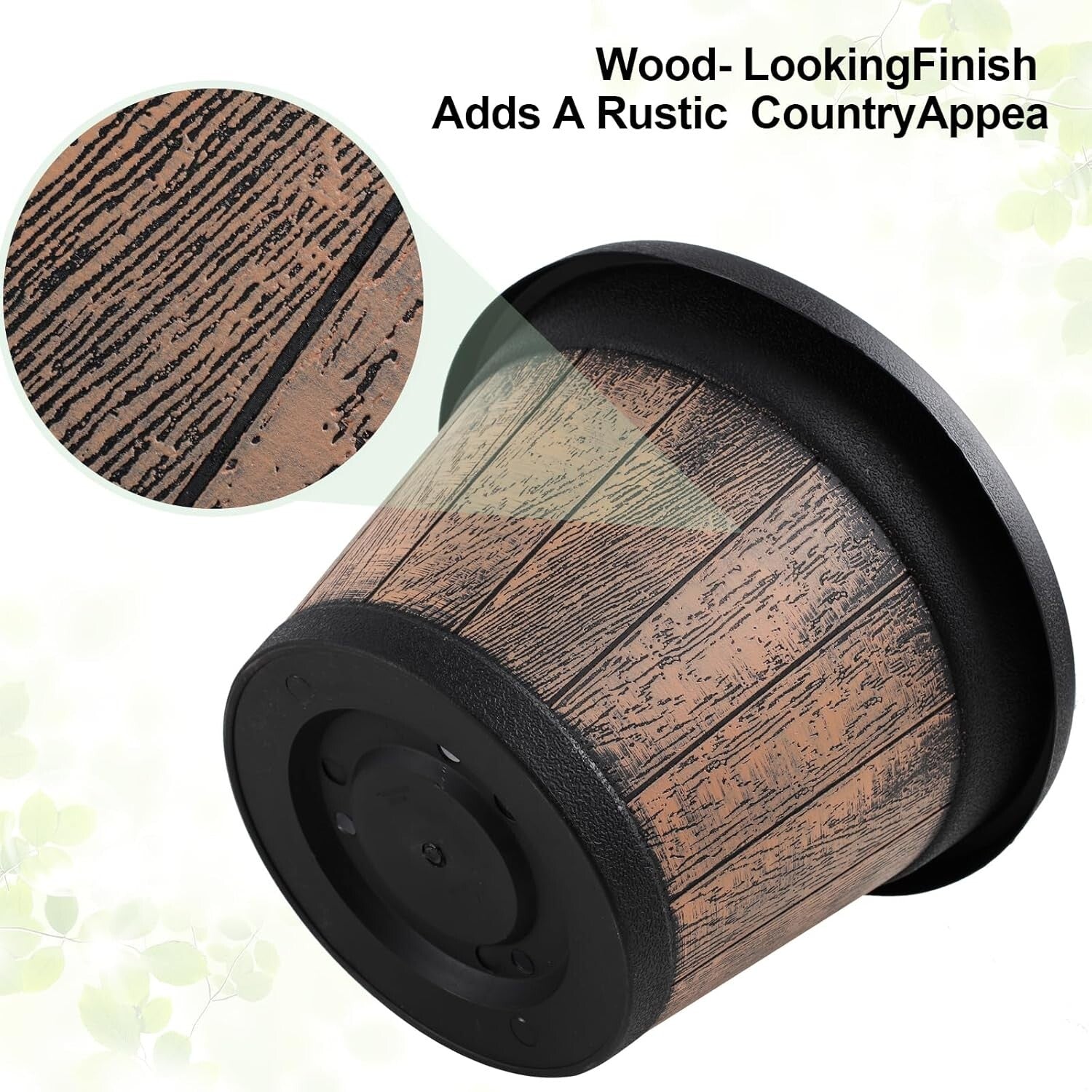 13 Inch Large Resin Plant Containers - Set of 4 with Saucers for All Plants