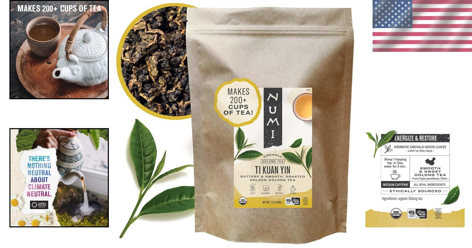 Flavorful Organic Oolong Tea - 16 Ounce Loose Leaf from Fujian, China