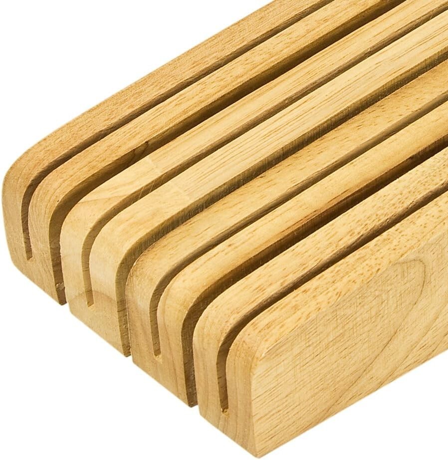 Natural Wood 7-Slot In-Drawer Knife Storage - Elegant & Space-Saving Solution