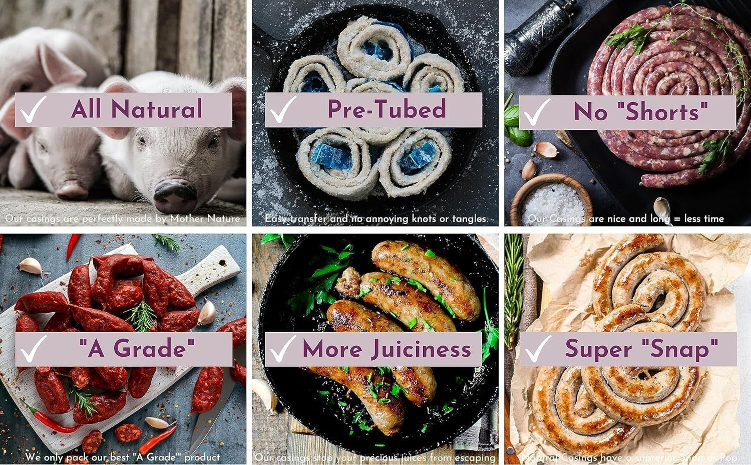 Pre-Tubed 32mm Natural Hog Casings - Ideal for Italian Sausage & Chorizo Making