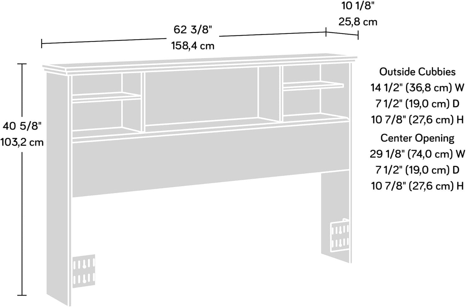 Farmhouse Chic Queen and Full Headboard with Adjustable Shelves - White Plank
