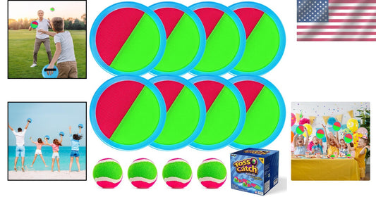 Classic Toss and Catch Set for Kids with 8 Paddles - Perfect for Beach & Pool