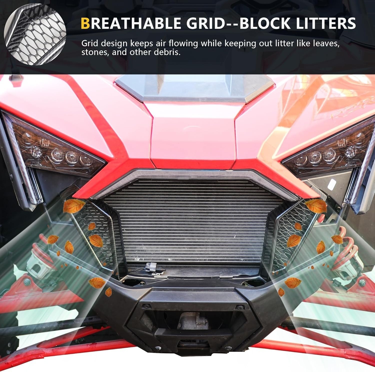 Custom Fit Carbon Black Front Mesh Grill Cover for 2020-2025 Polaris RZR PRO XP