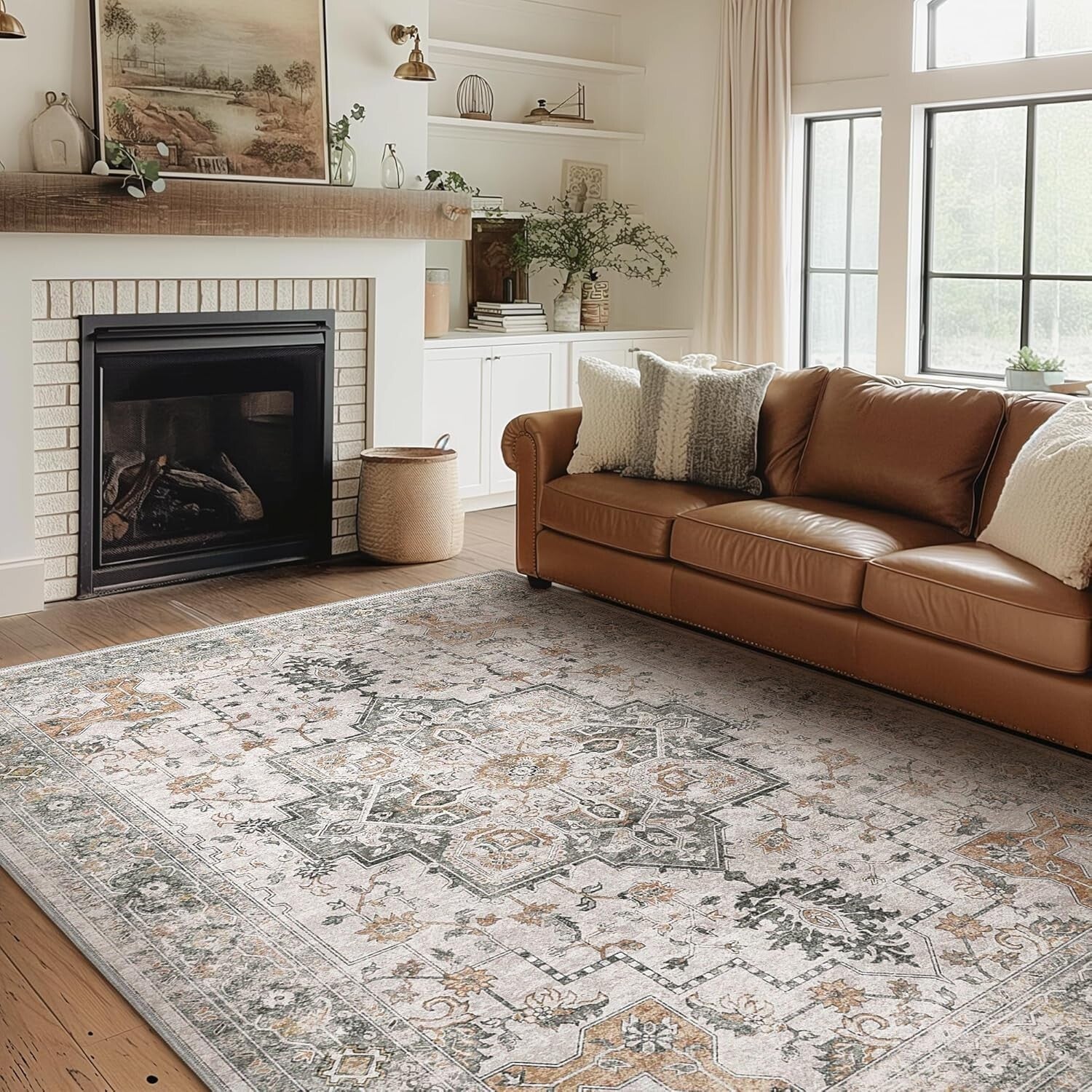 Elegant 8x10 Area Rug - Non-Slip, Stain Resistant, Machine Washable for Home Use