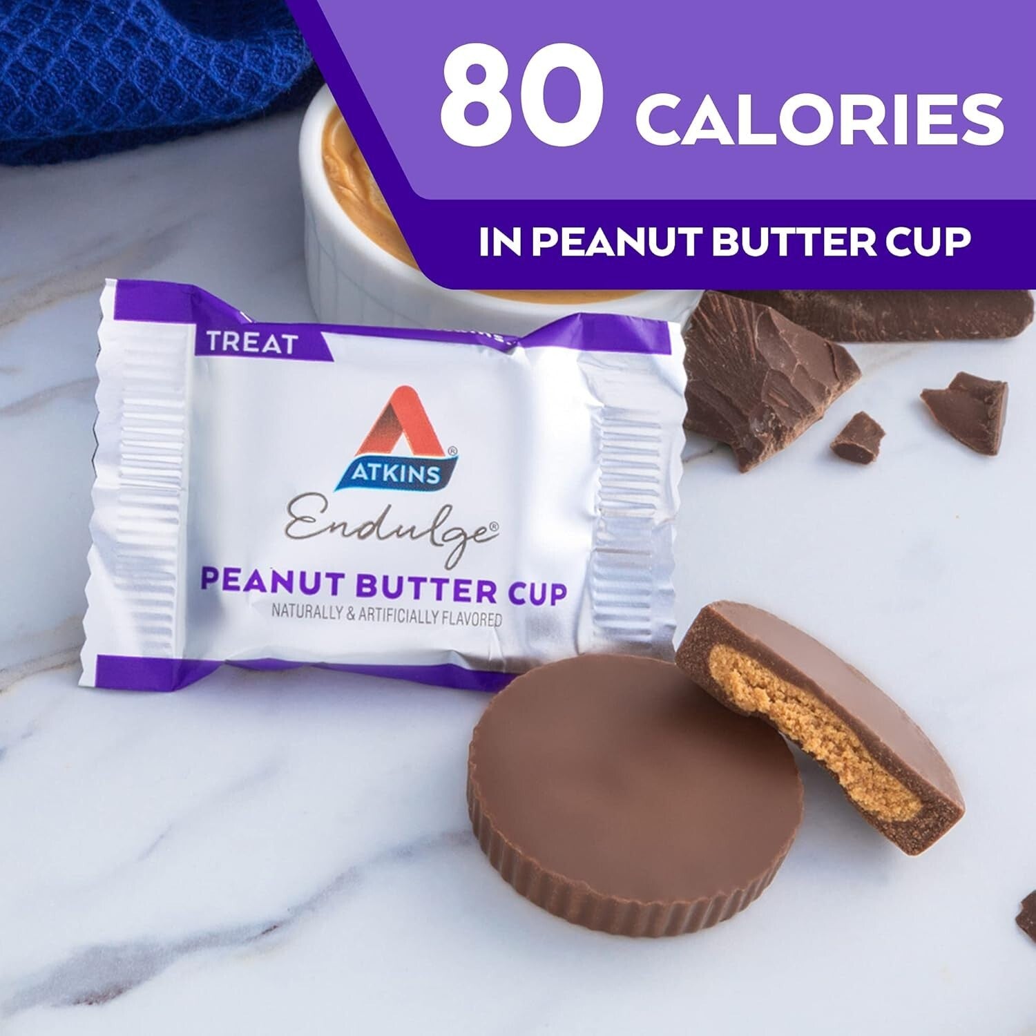 Delicious Peanut Butter Cups - 60 Count, 0g Sugar, Perfect for Low-Carb Diets