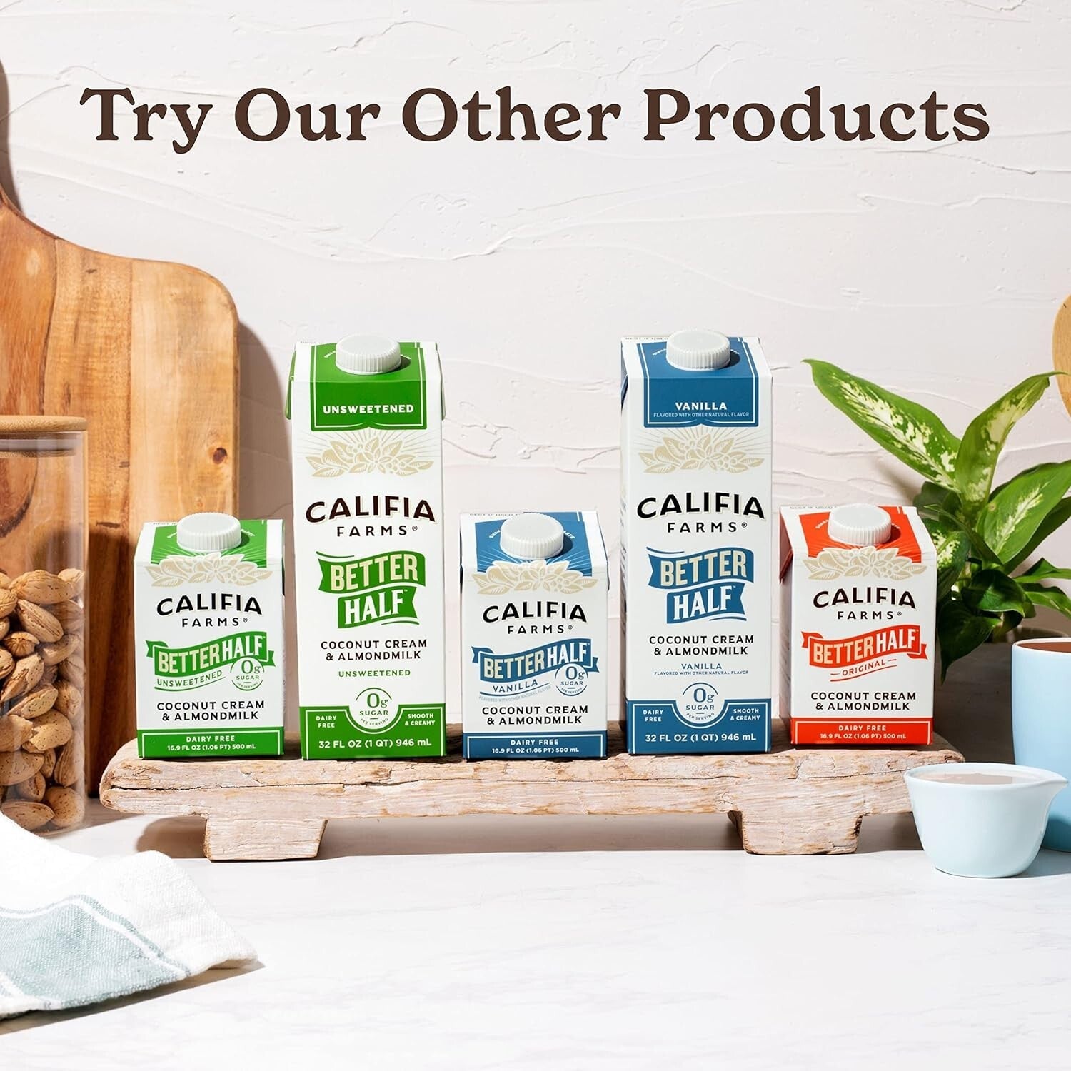 Low-Calorie Unsweetened Better Half - Plant-Based Creamer, 32 Oz Pack of 6