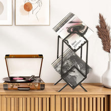 Load image into Gallery viewer, Stylish 2-Tier Vinyl Record Storage Rack for 200 Albums - Matte Black Finish