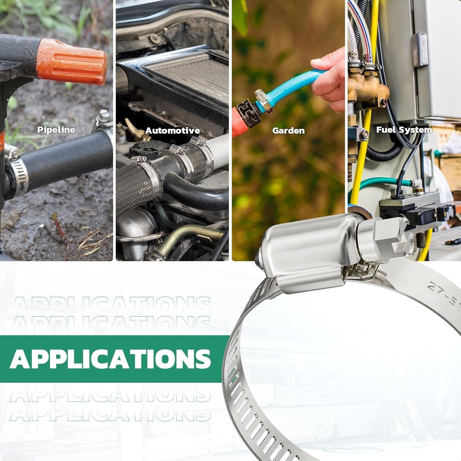 175PCS Adjustable Stainless Steel Hose Clamp Kit - Heavy Duty & Versatile