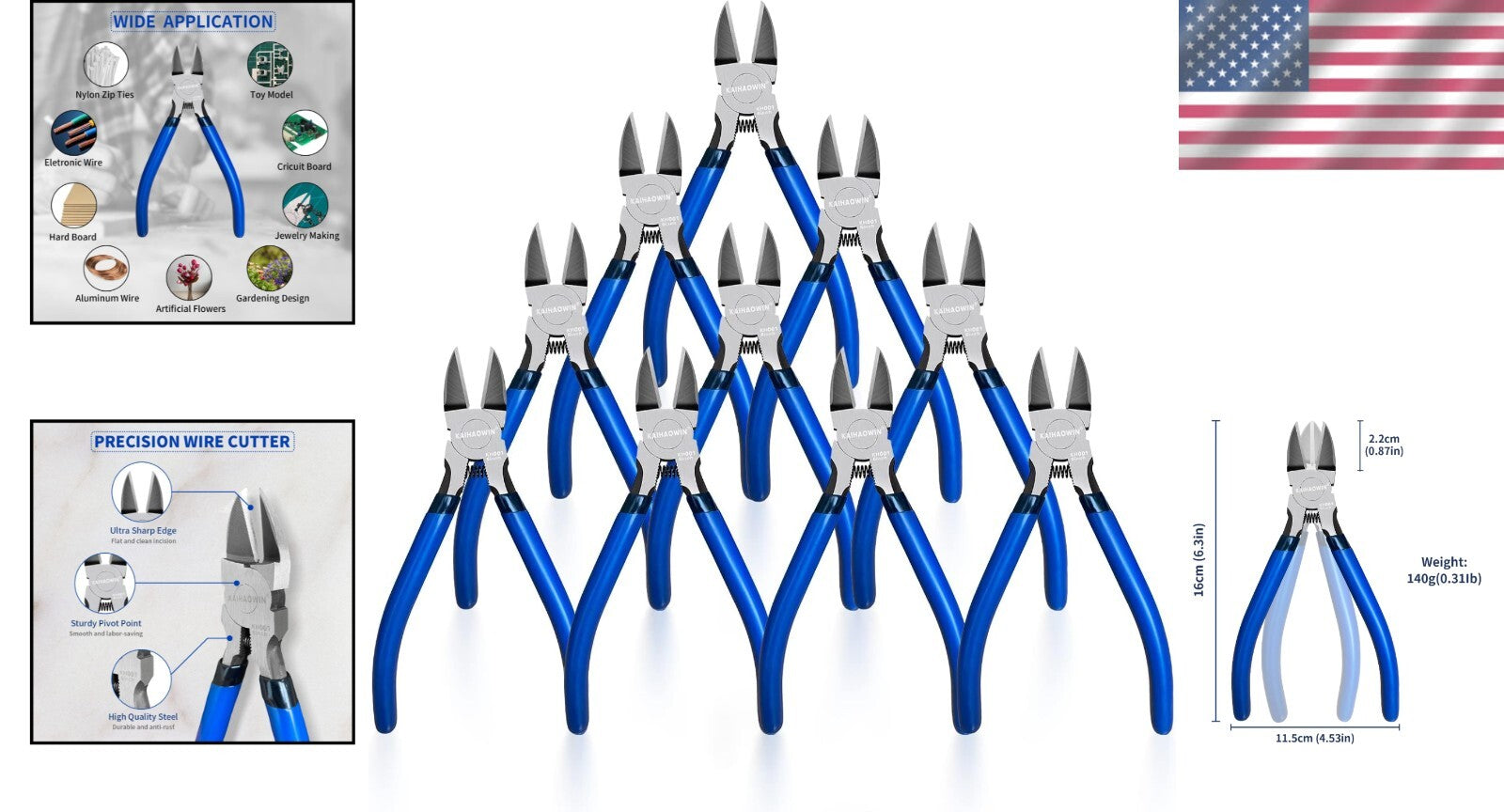 Flush Cutting Pliers 10 Pack - 6-Inch Wire Cutters for Jewelers and Crafters