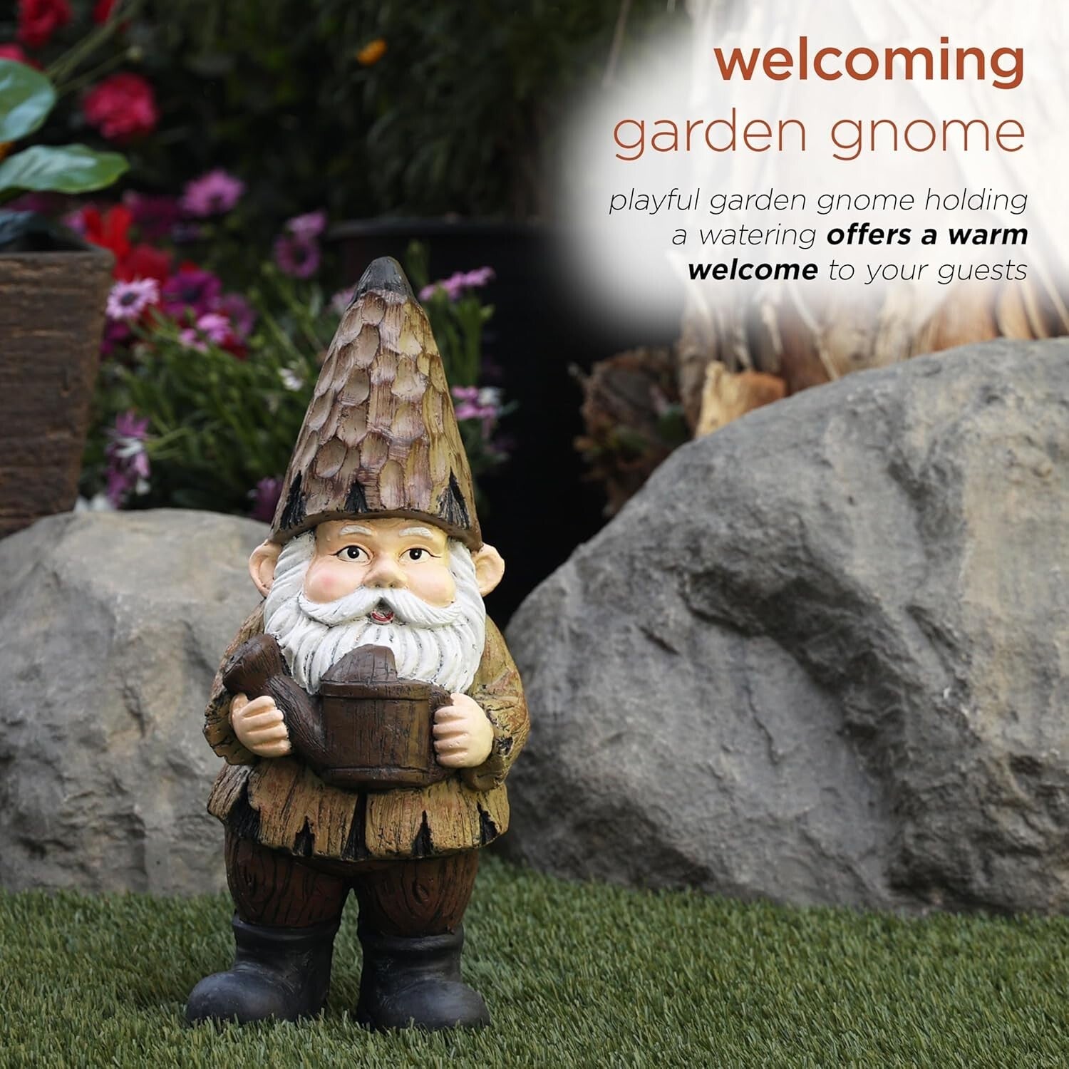 Charming 16" Indoor/Outdoor Gnome with Watering Can - Whimsical Garden Decor