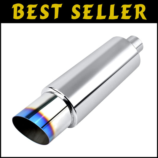 2.25" Inlet Stainless Steel Exhaust Tip, 15" Length, Premium Sound Control