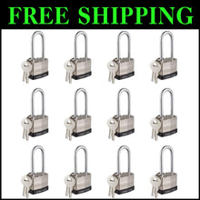 Load image into Gallery viewer, Comprehensive 12 Pack of Nickel Coated Keyed Alike Padlocks - Indoor/Outdoor Use