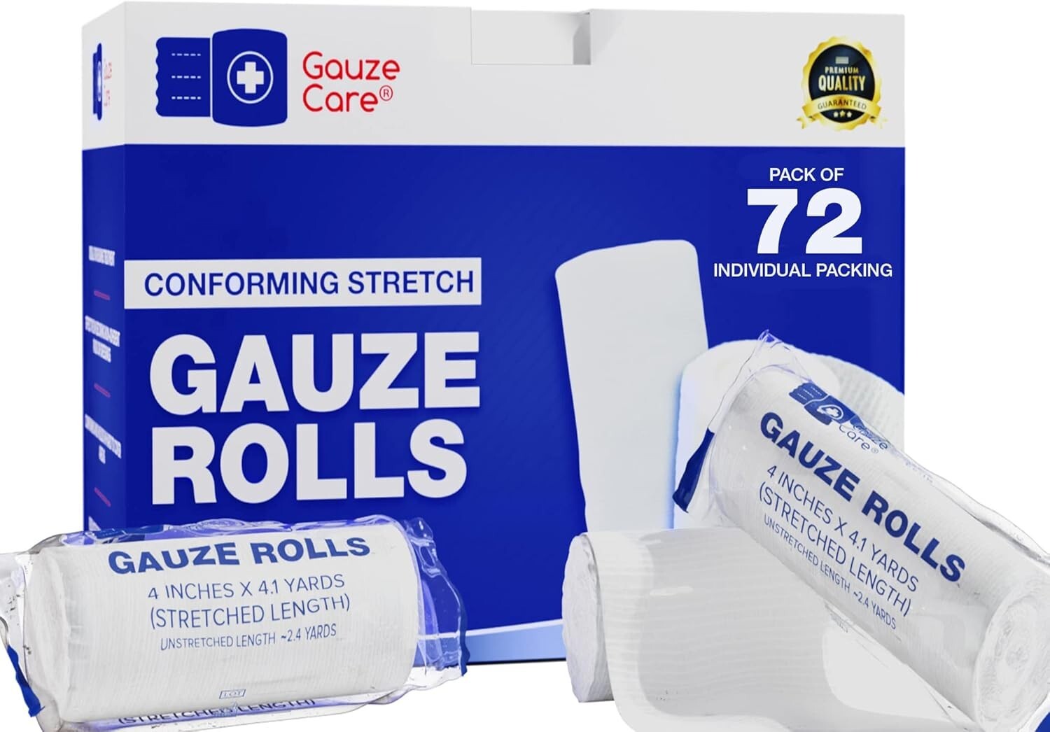 72 Count Gauze Rolls – Elastic, Breathable Bandages for Effective Home First Aid