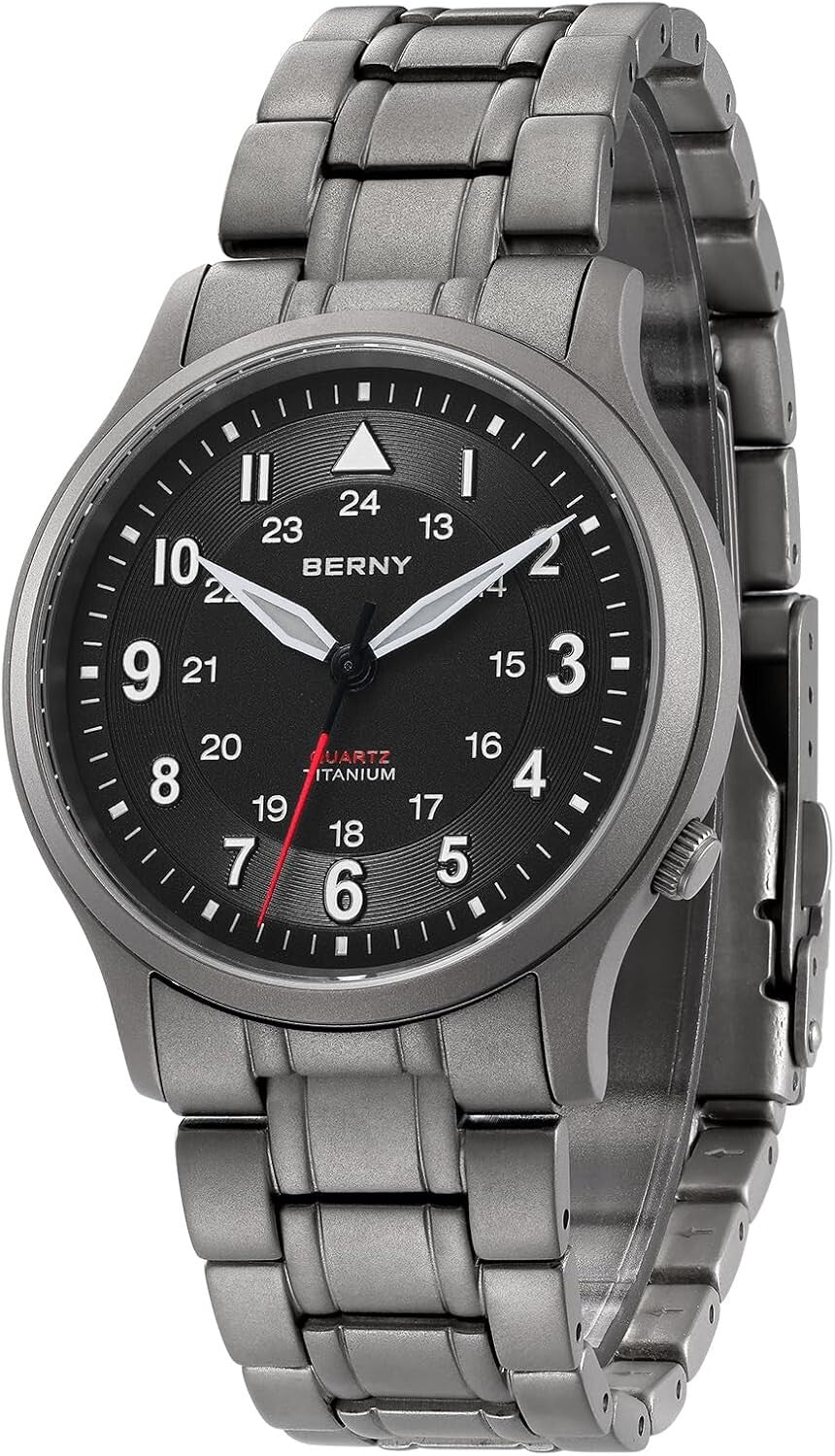 5ATM Waterproof Titanium Watch for Men - Quartz, Luminous & Scratch-Resistant