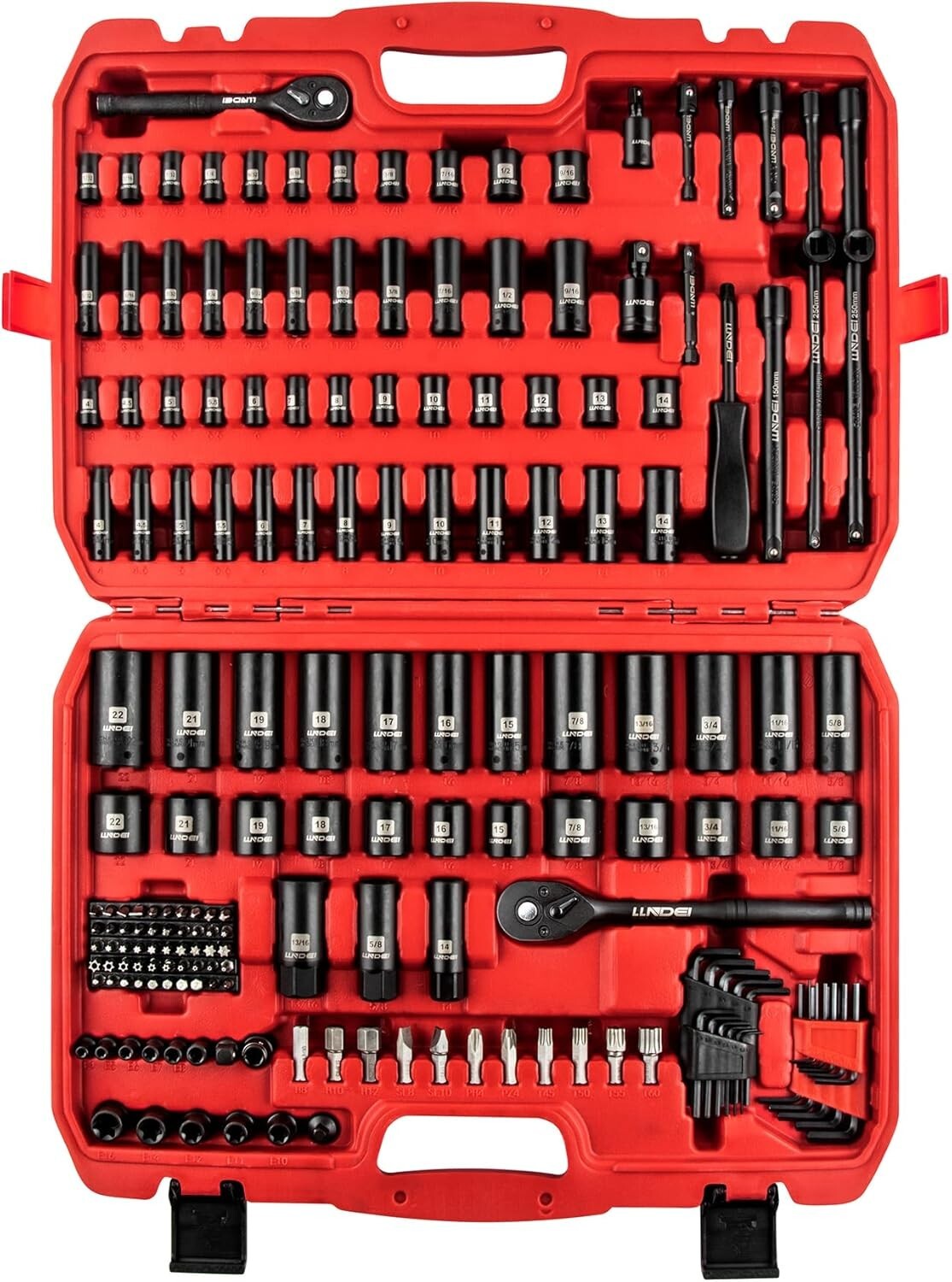 Durable Impact Socket Tool Set - 186 Pieces with Ratchet Wrench & Extension Bars