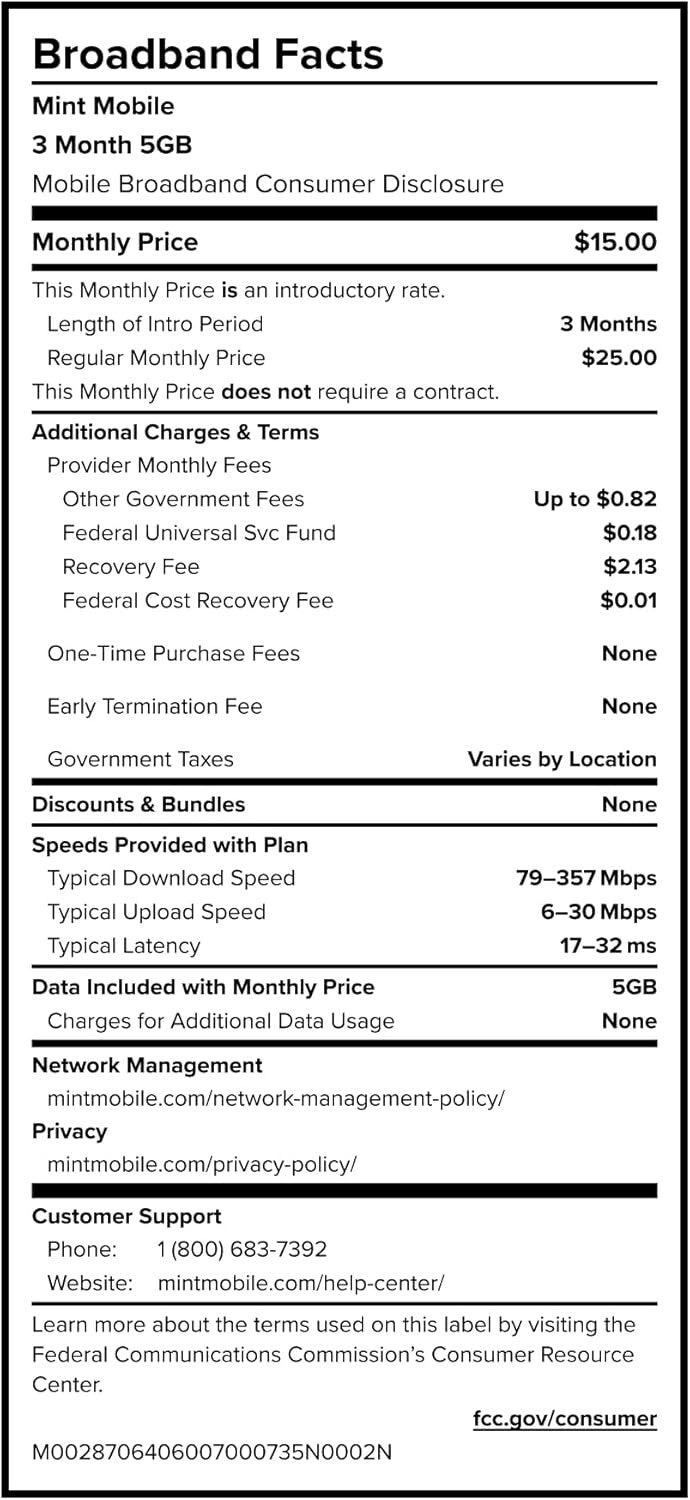 $15/mo. 5G-4G LTE Phone Plan - 5GB Data + Unlimited Talk & Text for 3 Months