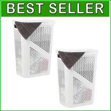 Load image into Gallery viewer, Set of 2 - 60L Slim Laundry Hampers with Ventilated Lid, Space-Saving Design