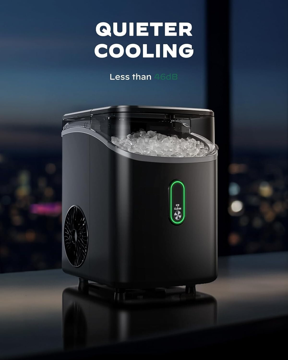 Compact Nugget Ice Maker with Self-Cleaning Feature - 33 Lbs Daily Capacity