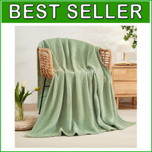 Load image into Gallery viewer, Generous Size Cotton Throw Blanket - Stylish Sage Green for Modern Living Spaces