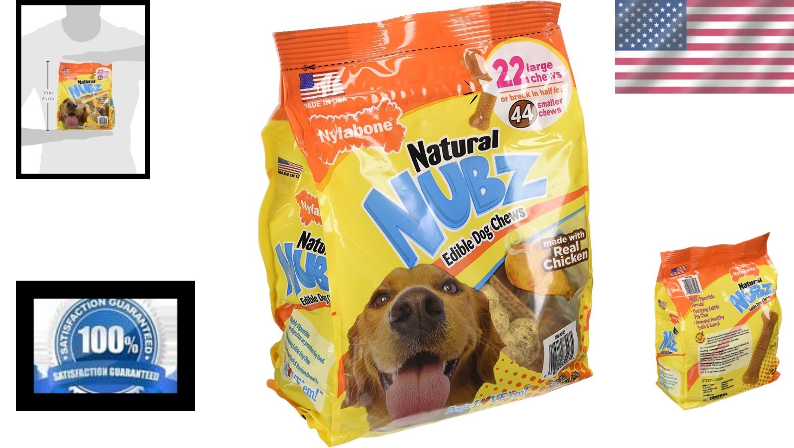 Natural Beef-Flavored Dog Chews Pack of 2 - 22 Large Chews Total 5.2lb