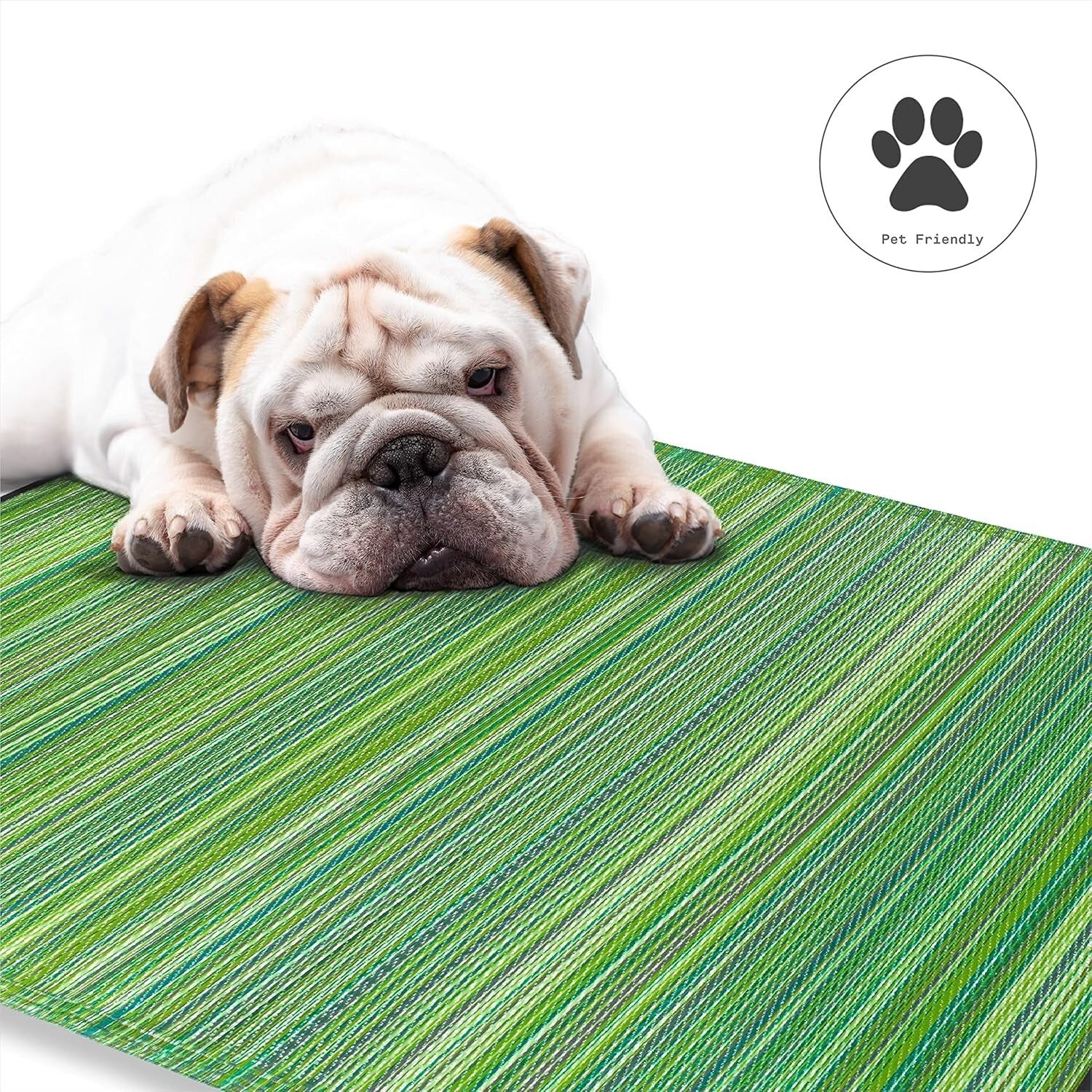 Eco-Friendly Cancun Green Outdoor Rug - Striped & Stain Resistant - 4x6 ft