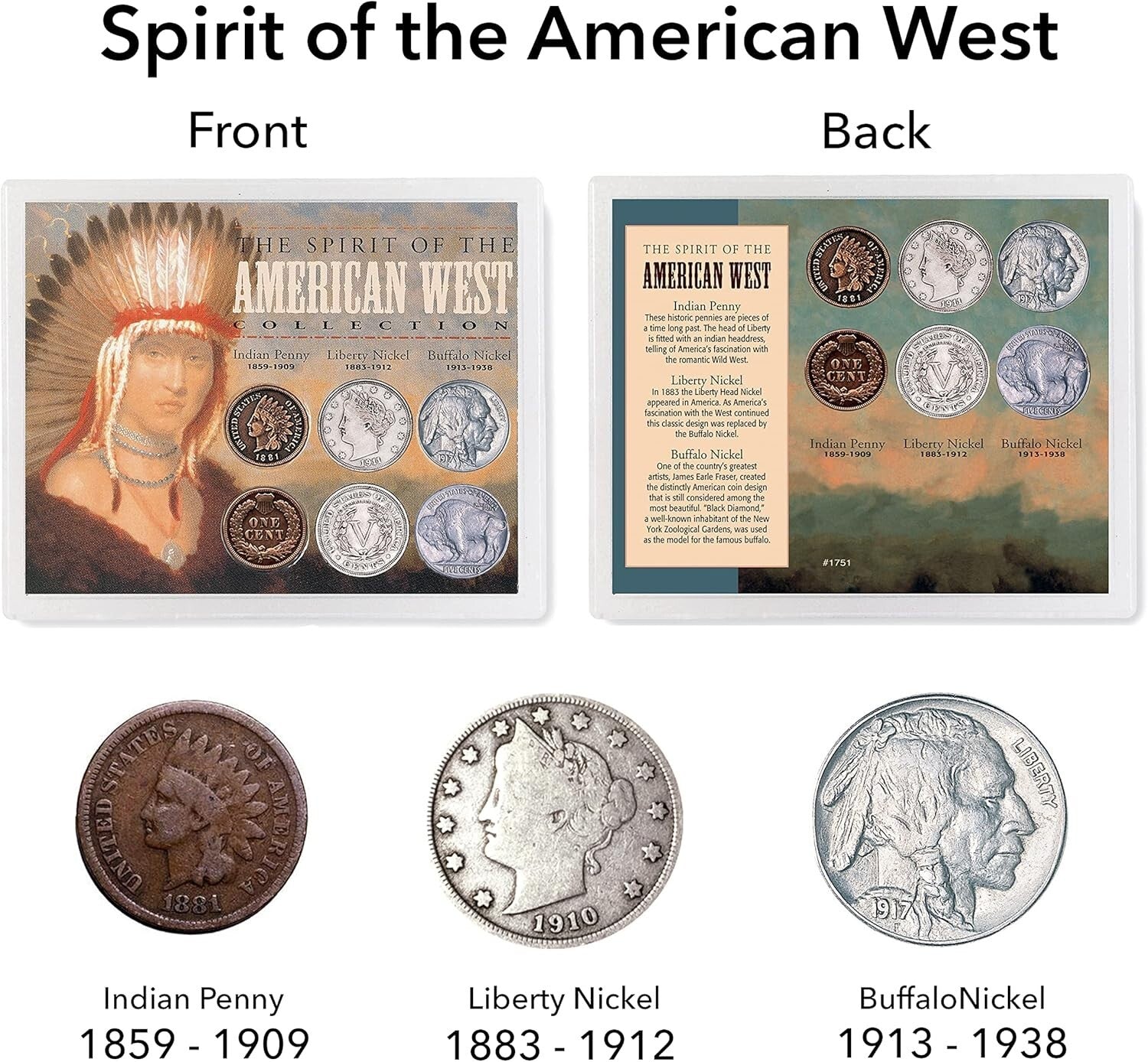 Spirit of The American West Penny & Nickel Coin Collection with Acrylic Case