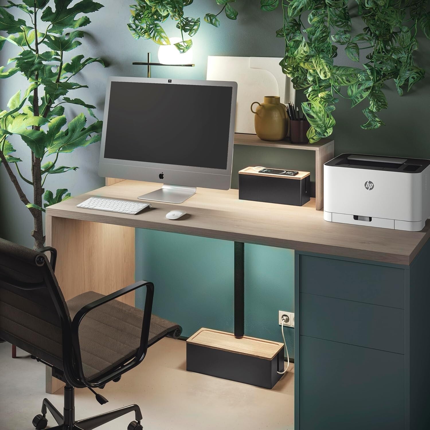 Large and Medium Wood Cord Organizers - Hide Wires with Rustic Elegance