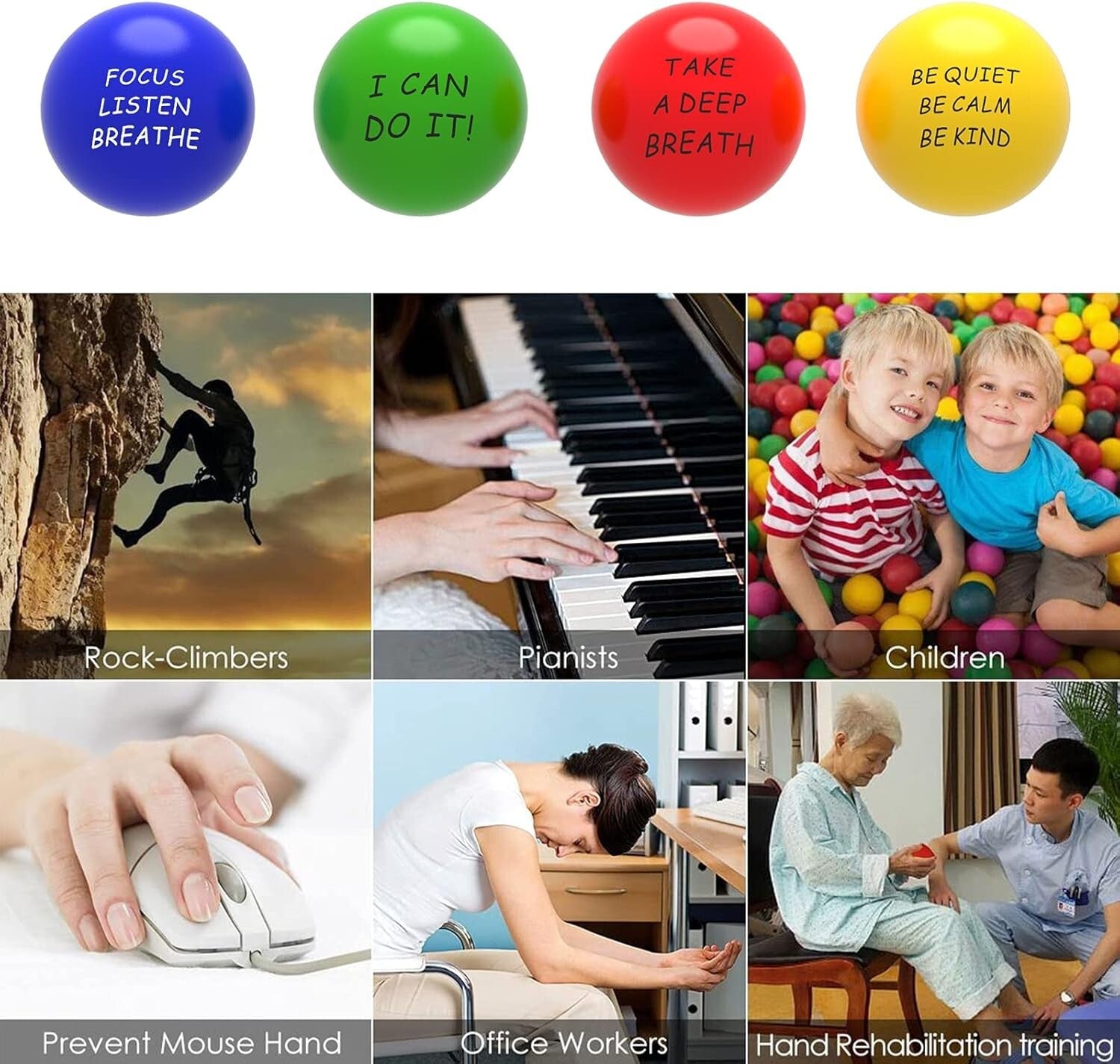 Motivational Stress Balls 40 Pack - Anxiety Relief & Grip Strength Enhancement