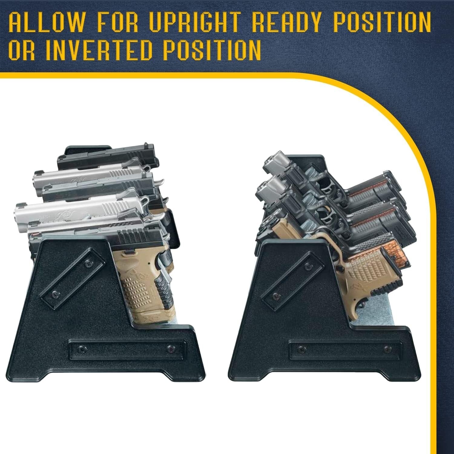 Premium 6-Gun Pistol Rack with Leather Trim - Organize Firearms Elegantly