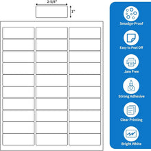 Load image into Gallery viewer, 500 Sheets of 1" x 2-5/8" Address Shipping Labels for Laser and Inkjet Printers