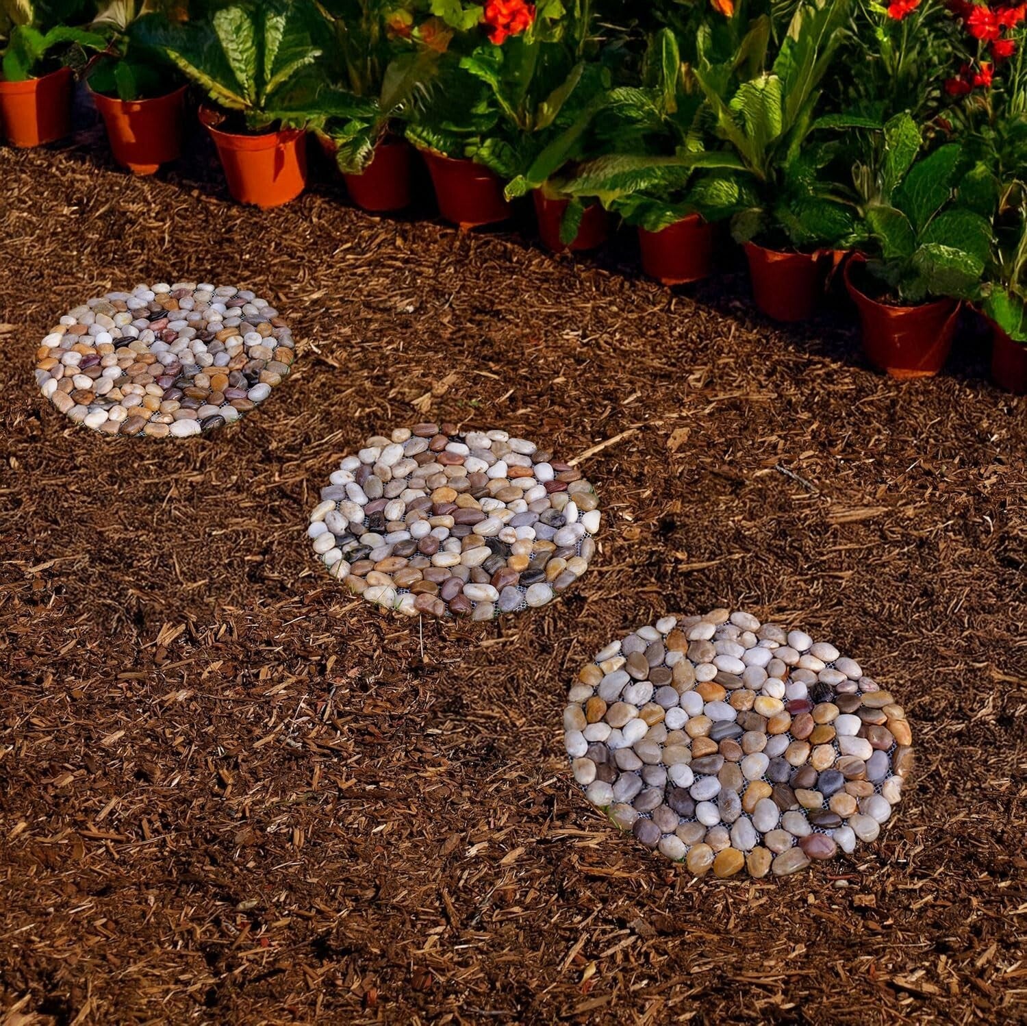 12-Inch Polished River Rock Garden Stepping Stones - Versatile Outdoor Decor