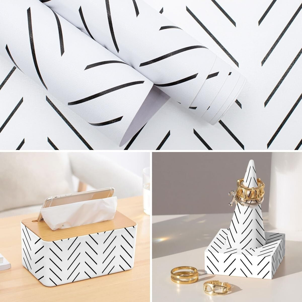 72.65 Sq.ft Modern Black & White Peel and Stick Wallpaper for Versatile Décor