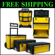 Load image into Gallery viewer, Ergonomic Rolling Tool Organizer - Stackable 3 Compartment Chest for Workshops