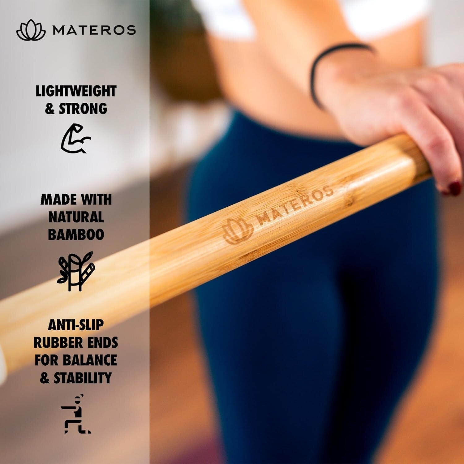 Durable Bamboo Mobility Stick - Versatile Aide for Yoga, Fitness & Martial Arts